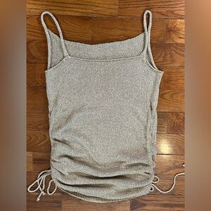 Metallic Lurex Knit Ruched Camisole Top Gold Women’s Approx S/M Great Condition